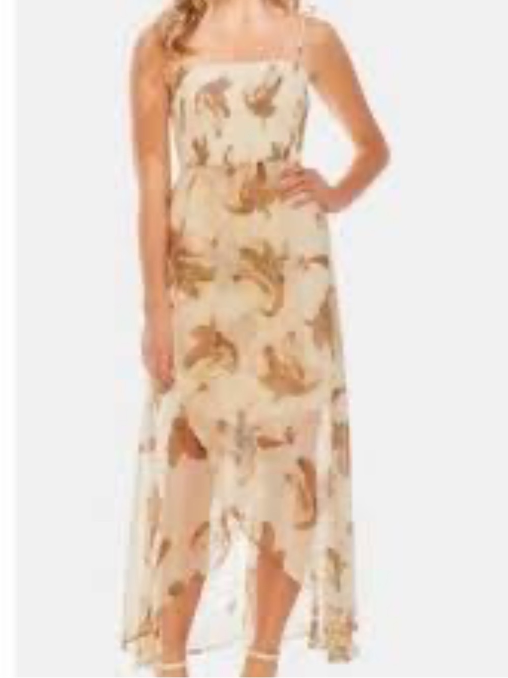 Vince Camuto cream paisley flowy chiffon elasticated dress size XL